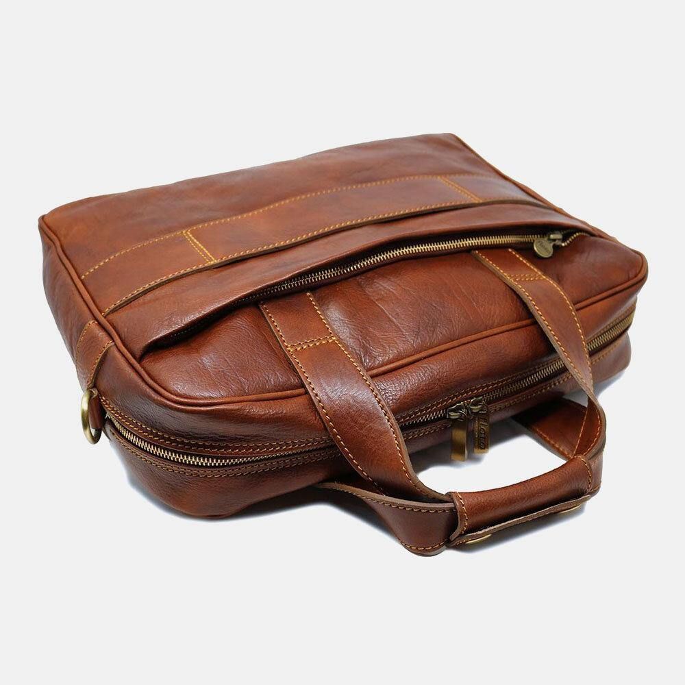 Herren Pu-Leder Multi-Pocket 14 Zoll Laptoptasche Umhängetasche Reise Umhängetasche Handtasche