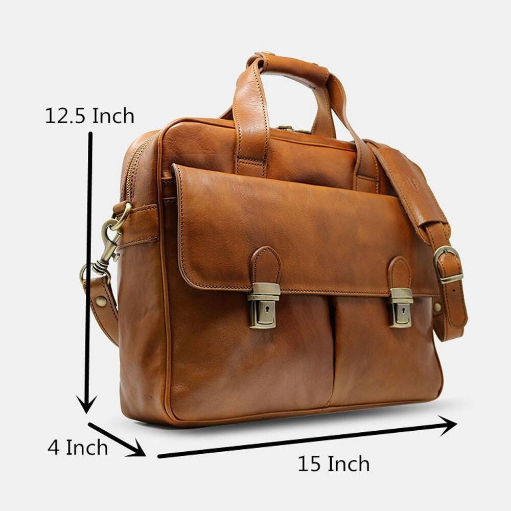 Herren Pu-Leder Multi-Pocket 14 Zoll Laptoptasche Umhängetasche Reise Umhängetasche Handtasche