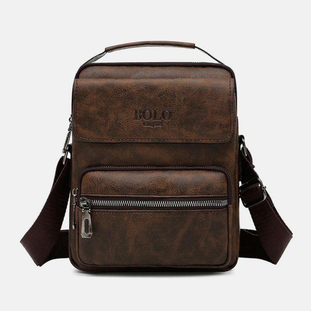 Herren Pu-Leder Multi-Pocket Anti-Diebstahl Messenger Bag Umhängetaschen Umhängetasche Handtasche Aktentasche