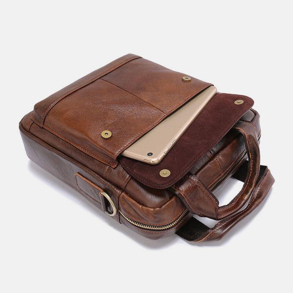 Männer Echtes Leder Große Kapazität Anti-Diebstahl Vintage 6.5 Zoll Handytasche Messenger Aktentasche Umhängetasche Umhängetasche Handtasche