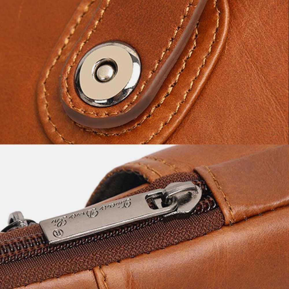 Männer Echtes Leder Vintage Multifunktionale 6.5 Zoll Reißverschluss Hasp Handytasche Umhängetasche Gürteltasche