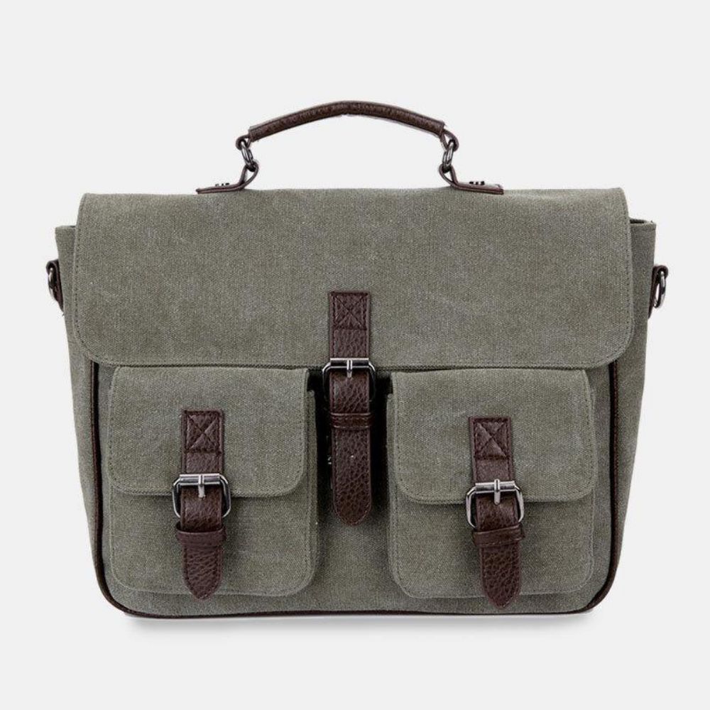 Männer Pu Leder Leinwand Große Kapazität 14 Zoll Multifunktionale Aktentasche Crossbody Taschen Handtasche Rucksack