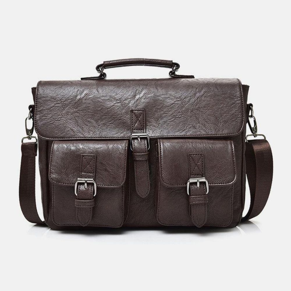 Männer Pu Leder Leinwand Große Kapazität 14 Zoll Multifunktionale Aktentasche Crossbody Taschen Handtasche Rucksack