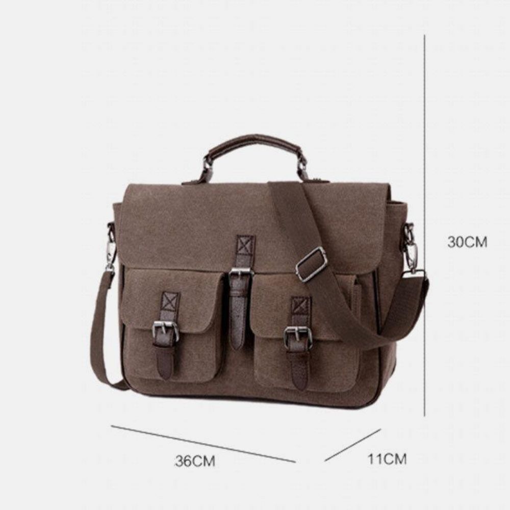 Männer Pu Leder Leinwand Große Kapazität 14 Zoll Multifunktionale Aktentasche Crossbody Taschen Handtasche Rucksack