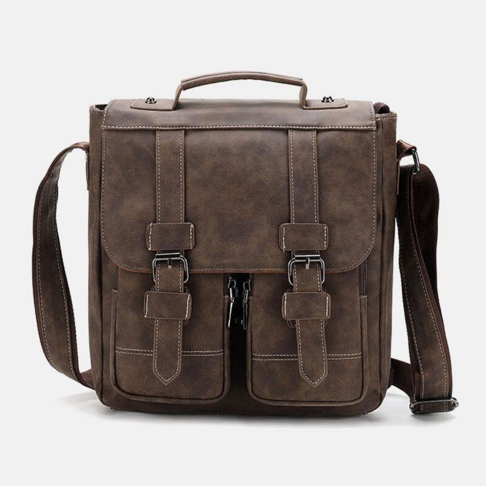 Männer Pu-Leder Multi-Taschen Vintage Lässige Wasserdichte Atmungsaktive Umhängetaschen Umhängetaschen