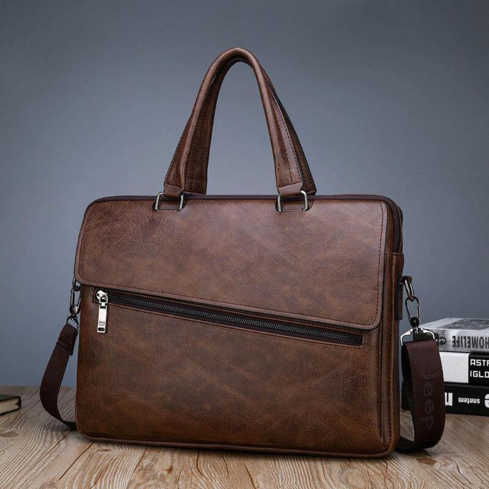 Männer Pu Leder Multifunktions Anti-Diebstahl Vintage Business Messenger Bag Umhängetasche Handtasche Umhängetasche