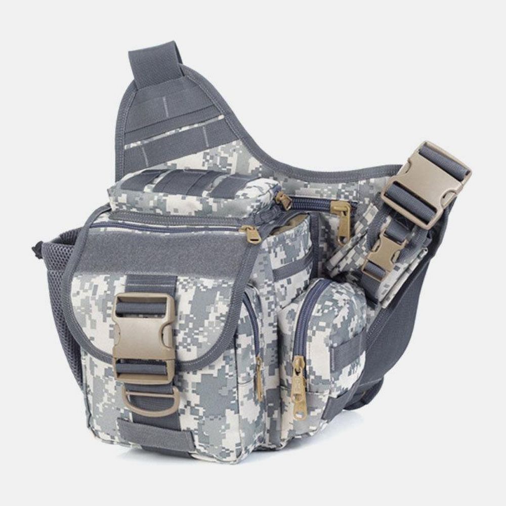 Unisex-Oxford-Tuch Tactical Camouflage Outdoor Game Riding Multi-Carry-Satteltasche Umhängetasche Gürteltasche Rucksack