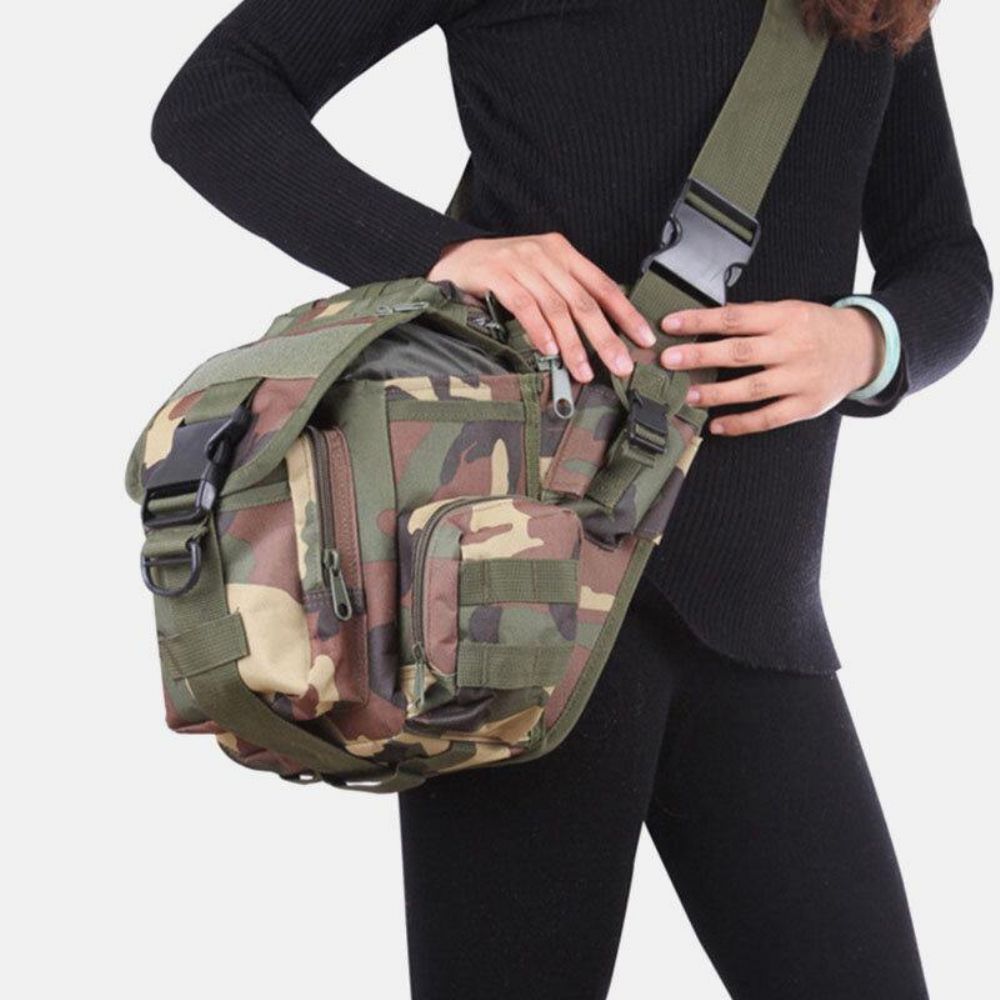 Unisex-Oxford-Tuch Tactical Camouflage Outdoor Game Riding Multi-Carry-Satteltasche Umhängetasche Gürteltasche Rucksack