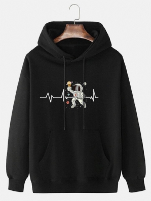 Herren-Hoodie Mit Ekg-Eiscreme Und Astronauten-Print Aus Baumwolle Mit Kordelzug