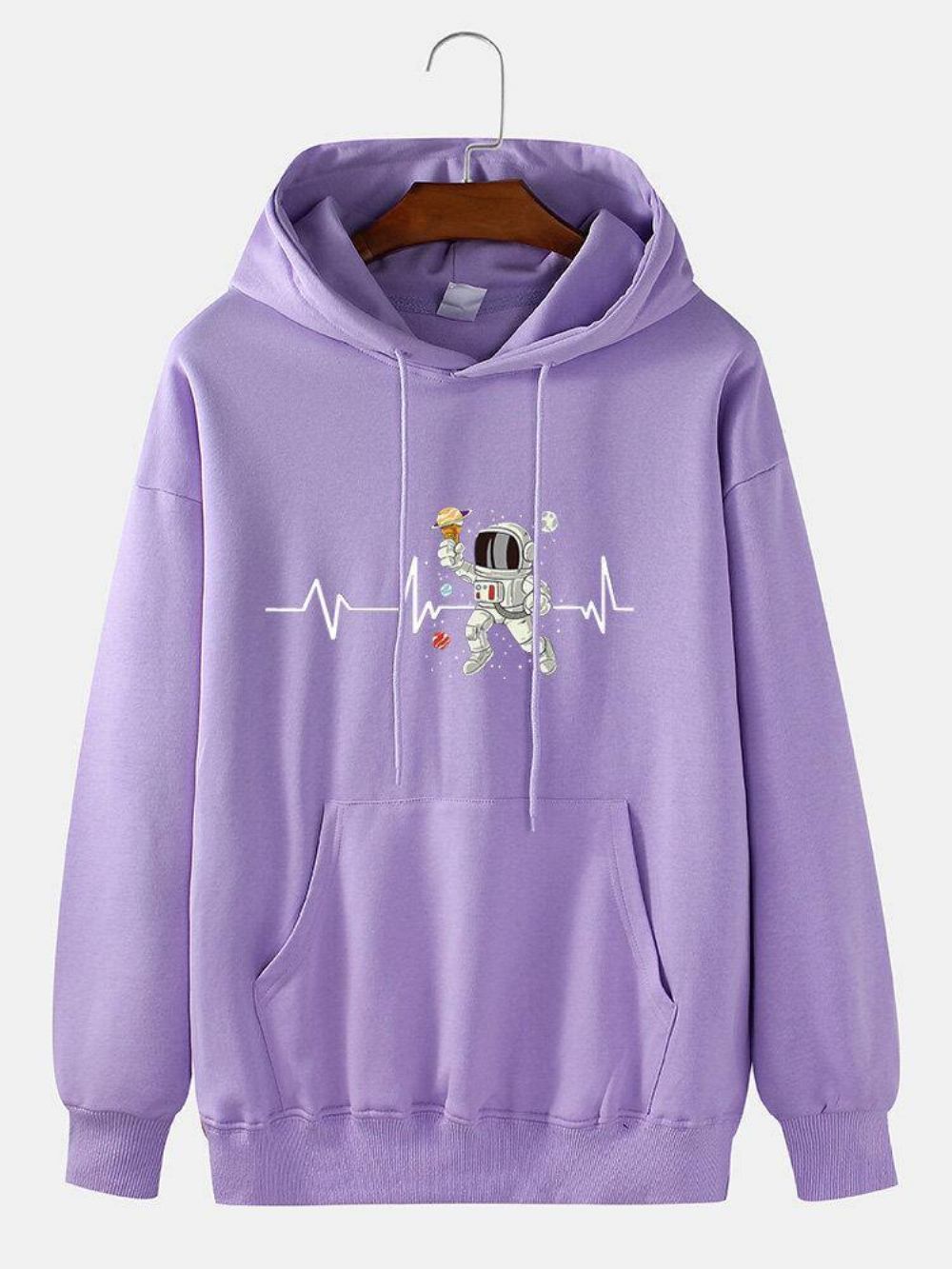 Herren-Hoodie Mit Ekg-Eiscreme Und Astronauten-Print Aus Baumwolle Mit Kordelzug