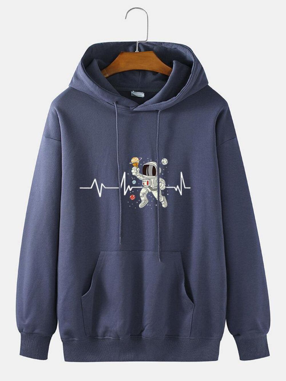 Herren-Hoodie Mit Ekg-Eiscreme Und Astronauten-Print Aus Baumwolle Mit Kordelzug