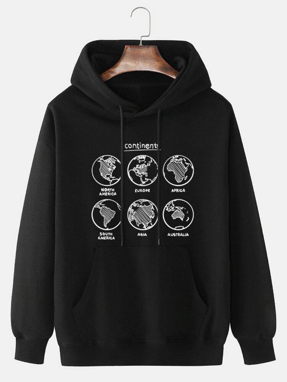 Herren-Hoodies Aus 100 % Baumwolle Mit Kartendruck Und Kängurutasche