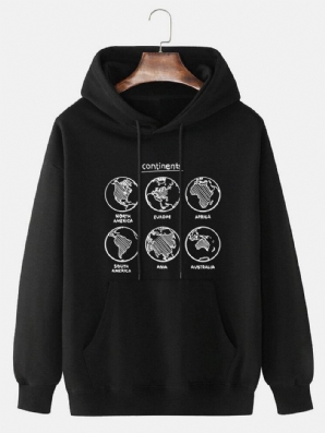 Herren-Hoodies Aus 100 % Baumwolle Mit Kartendruck Und Kängurutasche