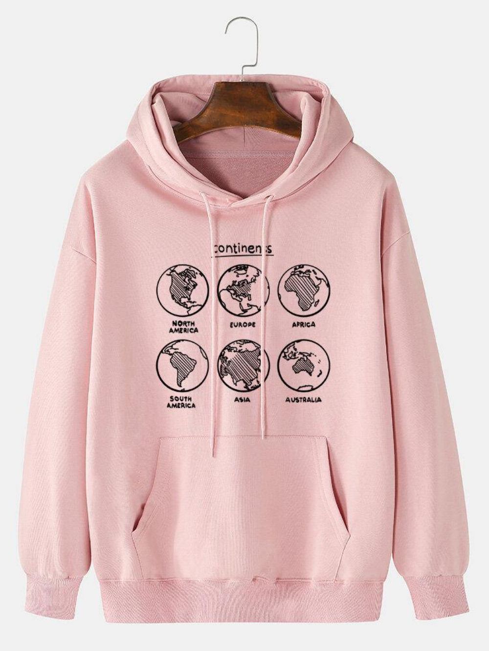 Herren-Hoodies Aus 100 % Baumwolle Mit Kartendruck Und Kängurutasche