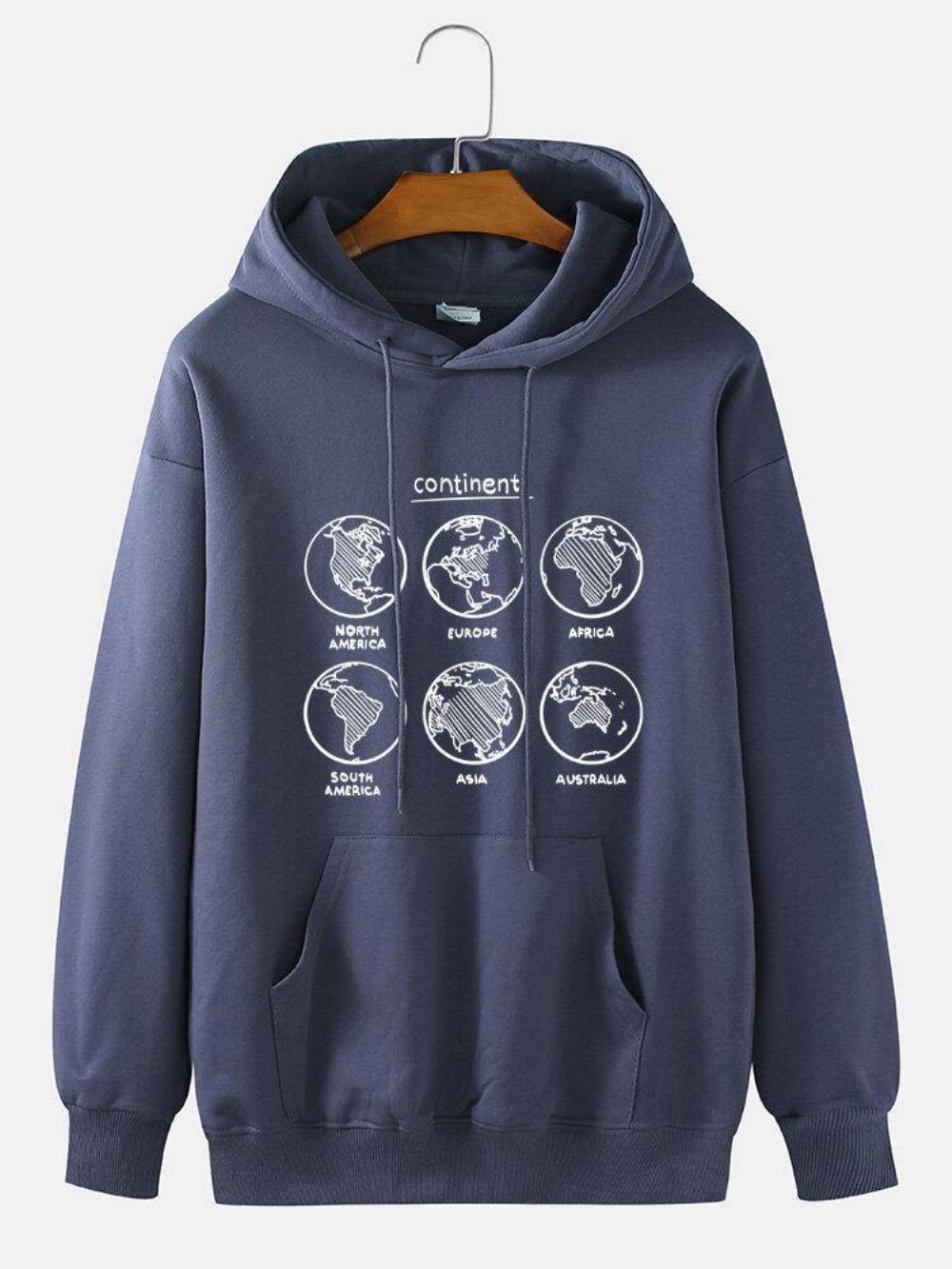 Herren-Hoodies Aus 100 % Baumwolle Mit Kartendruck Und Kängurutasche