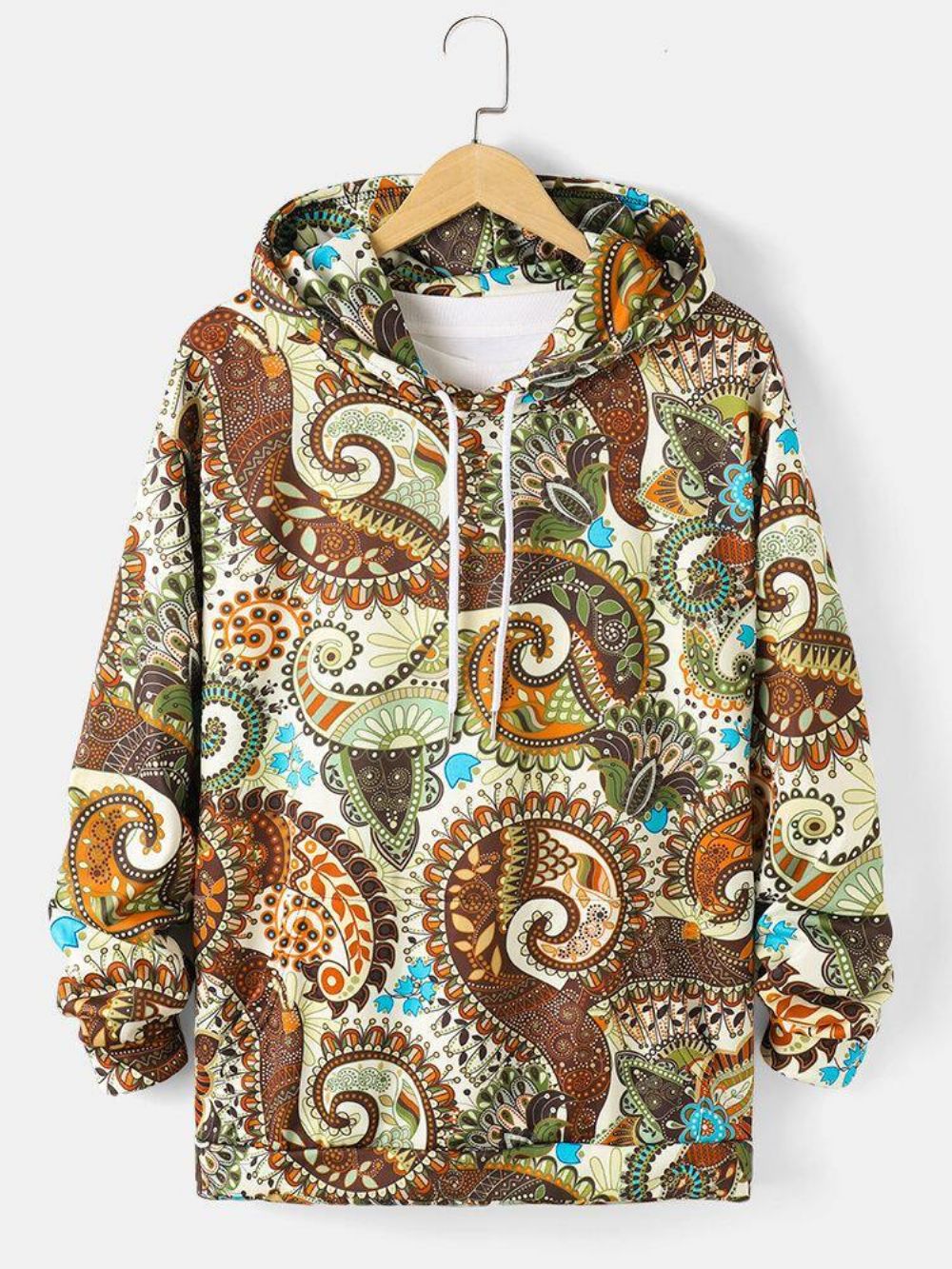 Herren-Hoodies Mit Paisley-Print Und Kordelzug Und Tasche