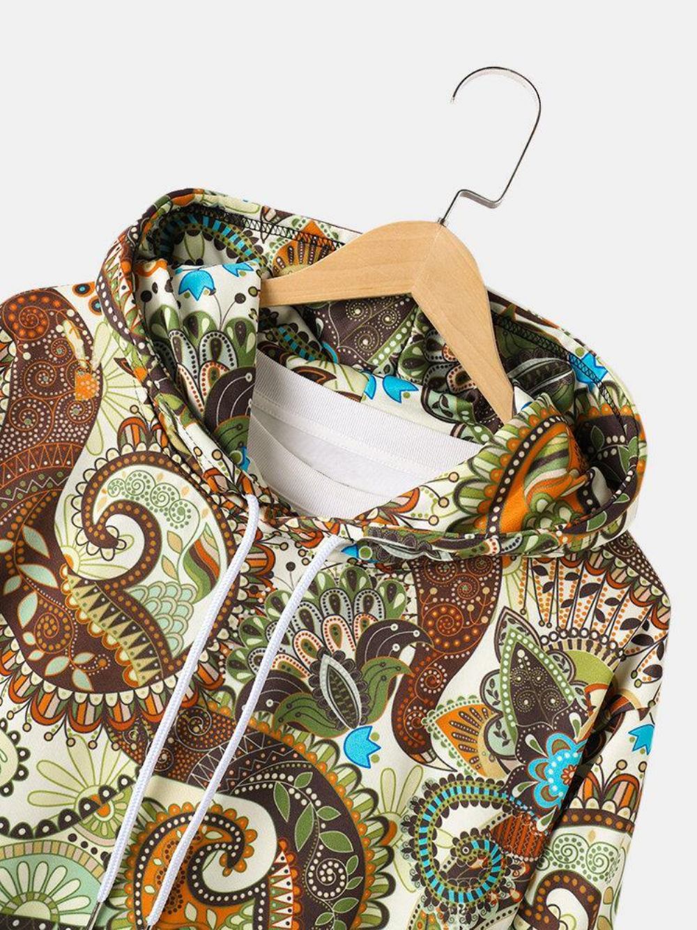 Herren-Hoodies Mit Paisley-Print Und Kordelzug Und Tasche