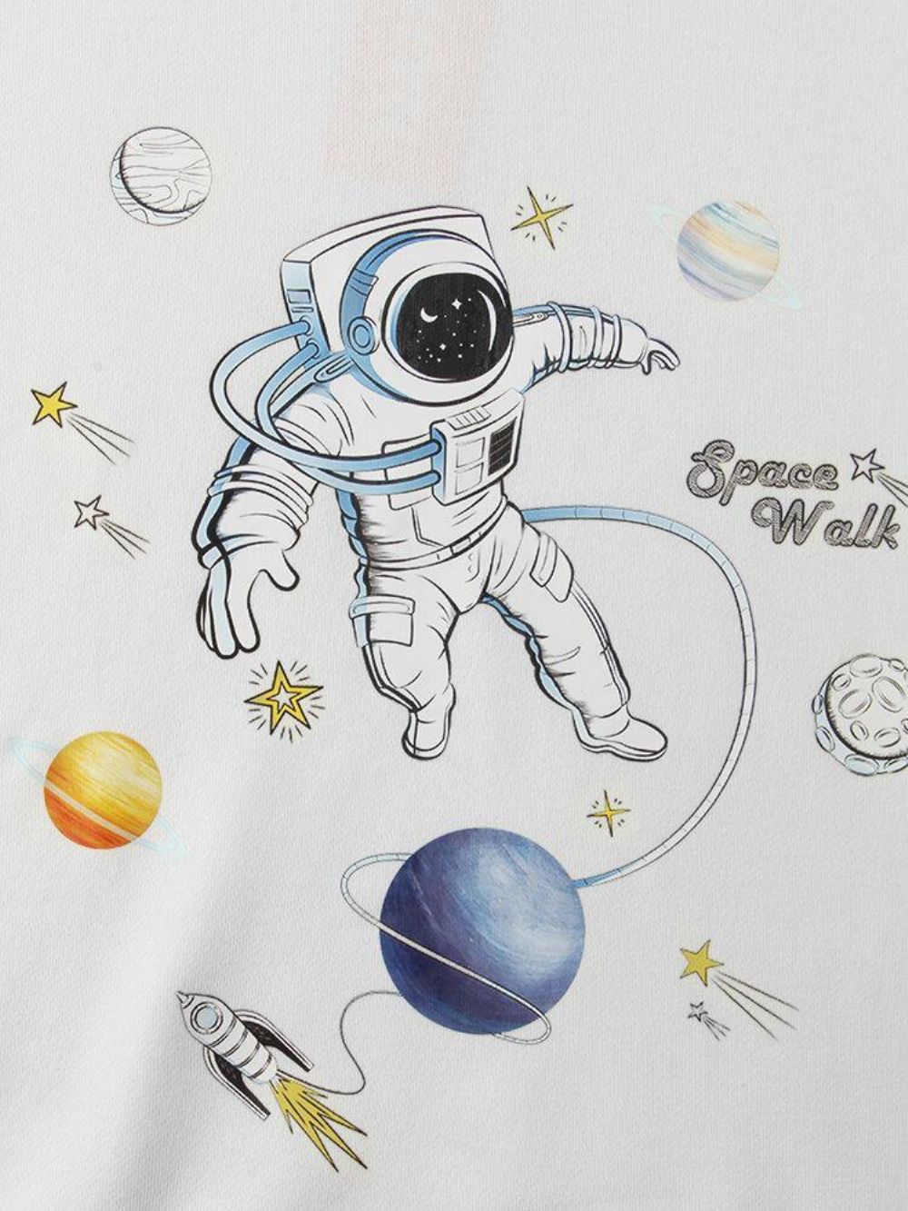 Herren-Kapuzenpullis Aus Baumwolle Mit Planet Astronaut-Print Und Kängurutasche