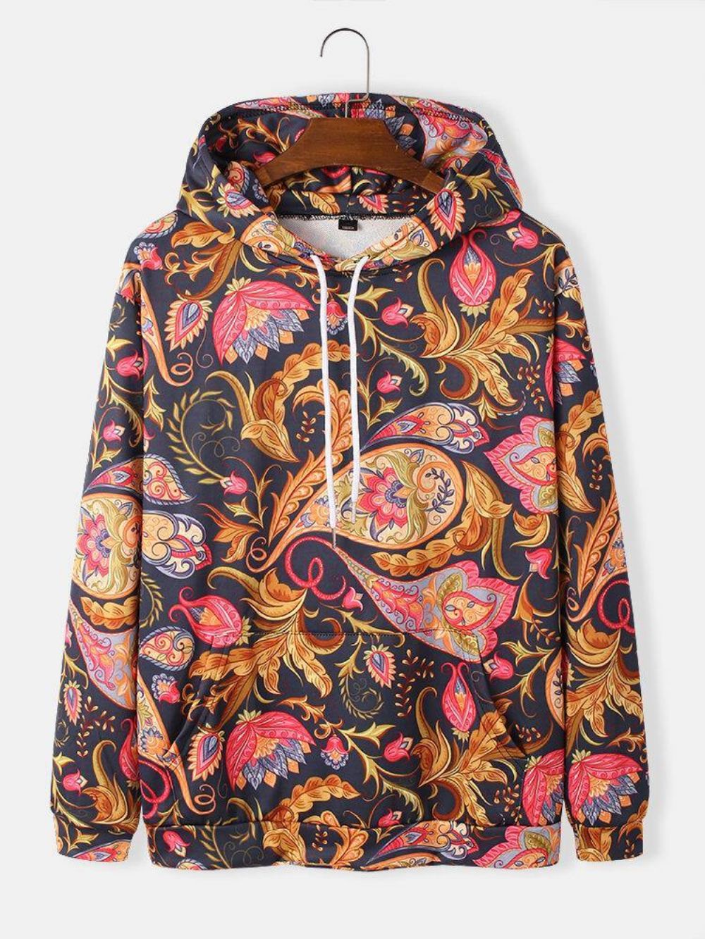 Herren-Kapuzenpullover Mit Paisley-Print Und Kängurutasche