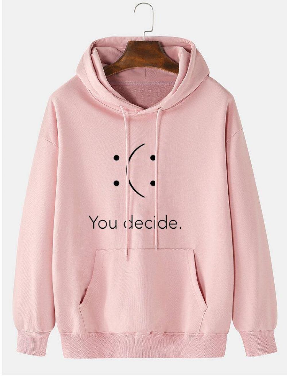 Herren Sie Entscheiden Print Smile Pattern Pocket Preppy Drop Shoulder Hoodies