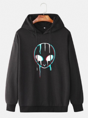 Lässiger Hoodie Mit Kordelzug Und Reflektierendem Alien-Print Für Herren