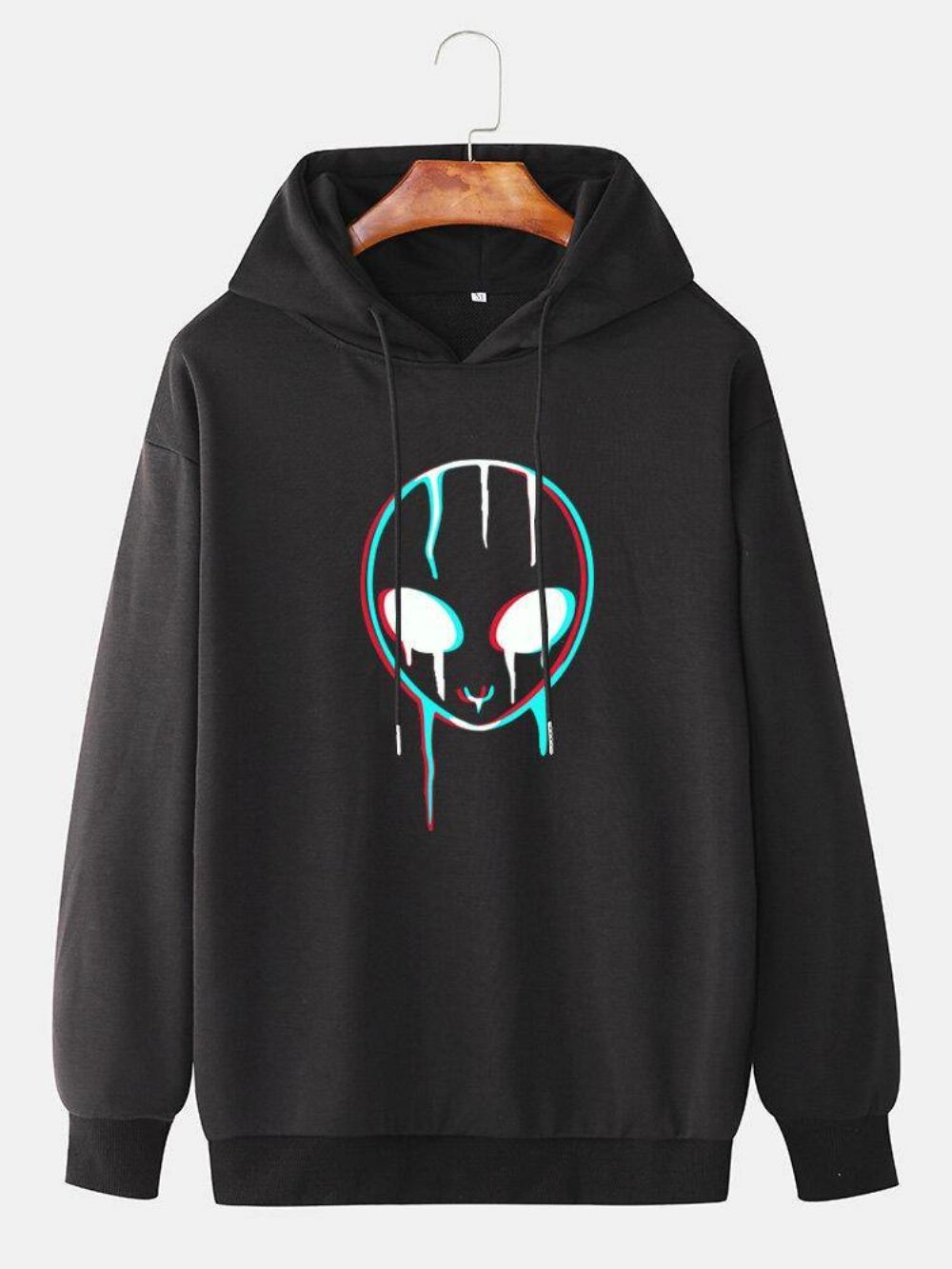 Lässiger Hoodie Mit Kordelzug Und Reflektierendem Alien-Print Für Herren