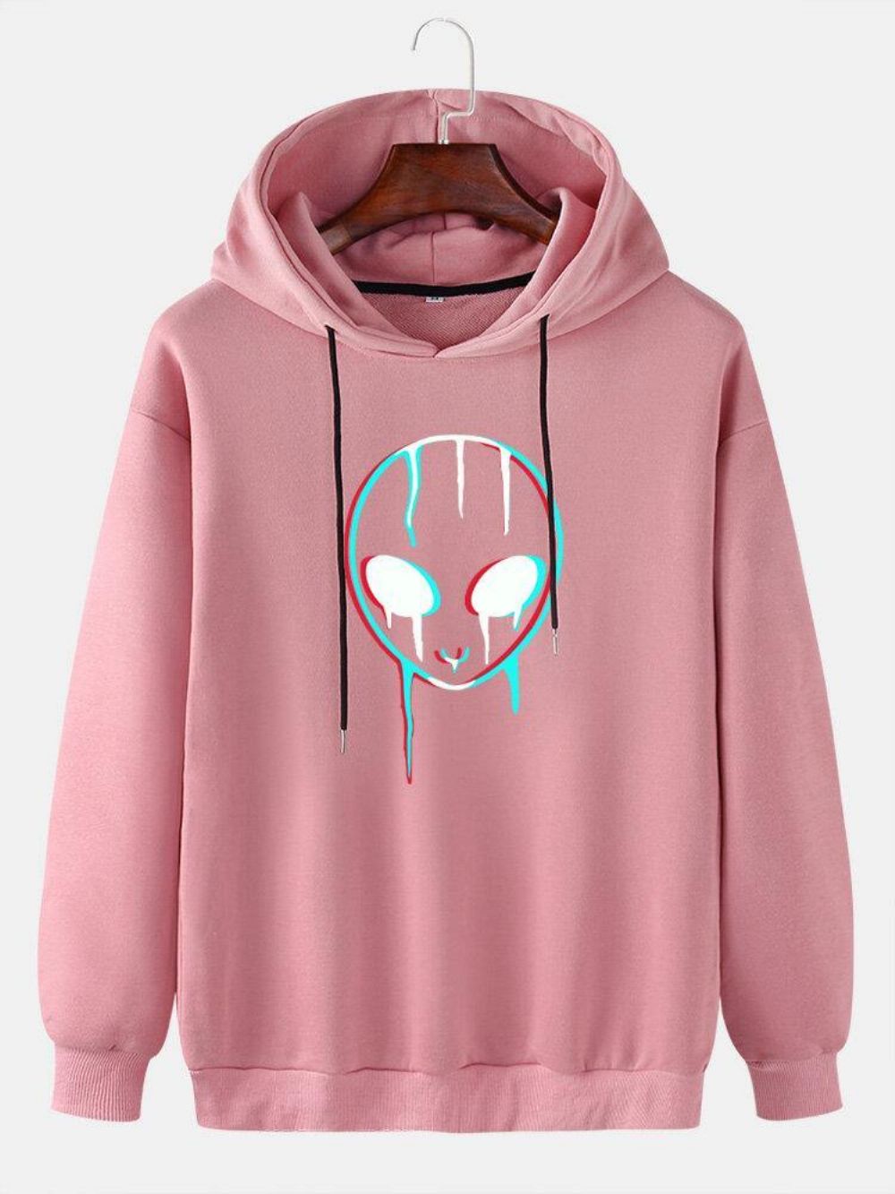 Lässiger Hoodie Mit Kordelzug Und Reflektierendem Alien-Print Für Herren