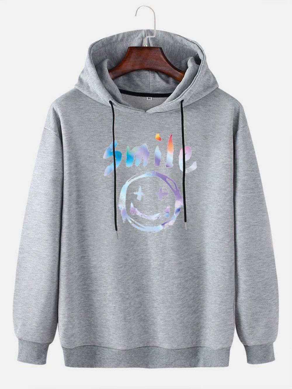 Lässiger Pullover-Hoodie Mit Graffiti-Lächeln-Druck Für Herren Mit Kordelzug