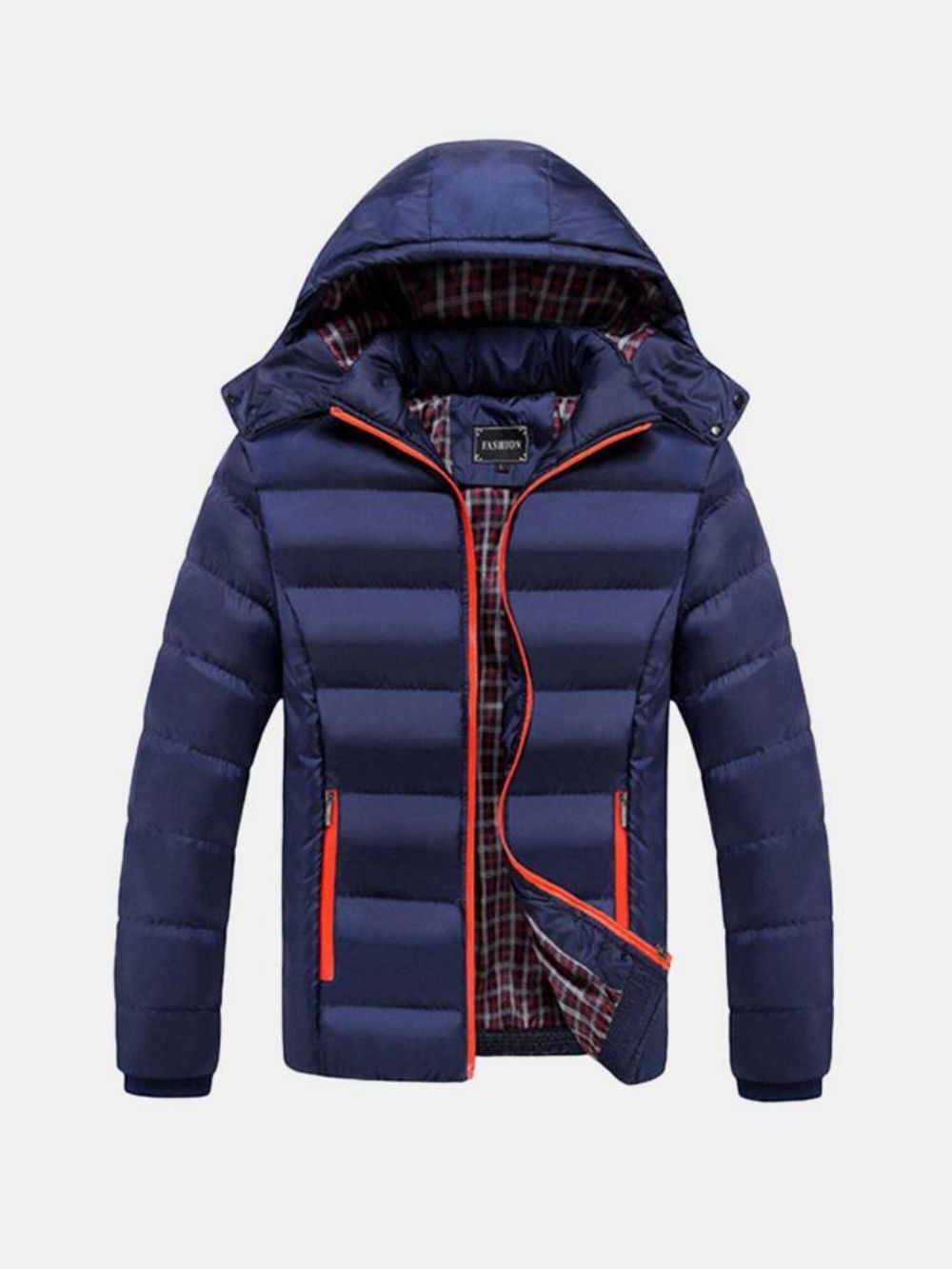 Dicke Einfarbige Winterjacke Mit Abnehmbarer Kapuze Für Herren Schmale Warme Jacke