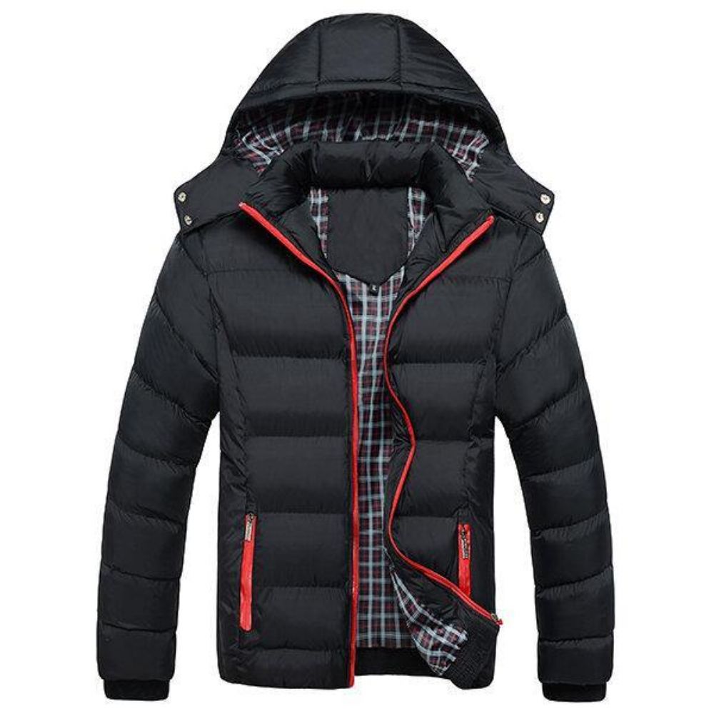 Dicke Einfarbige Winterjacke Mit Abnehmbarer Kapuze Für Herren Schmale Warme Jacke