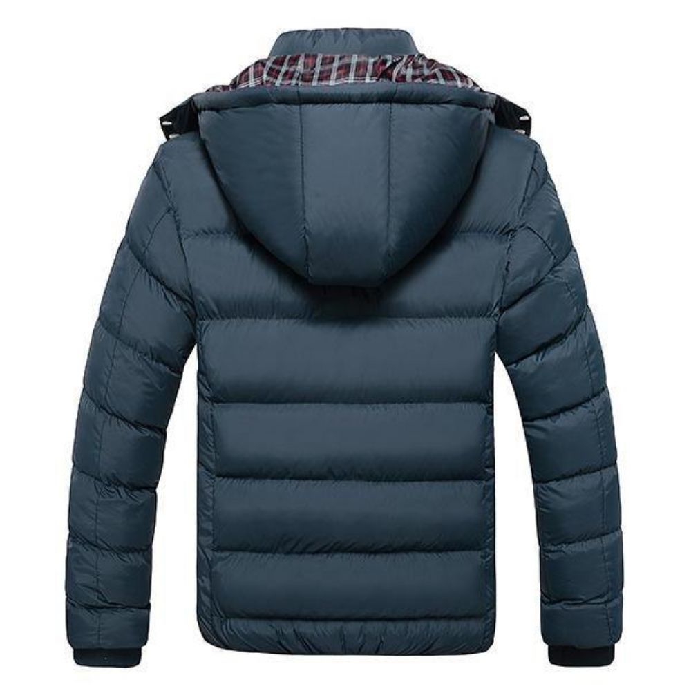 Dicke Einfarbige Winterjacke Mit Abnehmbarer Kapuze Für Herren Schmale Warme Jacke