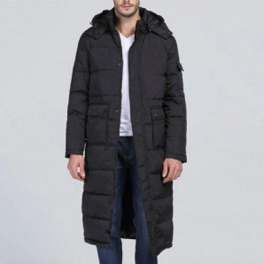 Herren Winter Outdoor Winddicht Warm Einfarbig Mit Kapuze Lang Gefüttert Jacke Parka Oberbekleidung