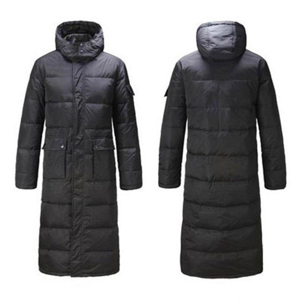 Herren Winter Outdoor Winddicht Warm Einfarbig Mit Kapuze Lang Gefüttert Jacke Parka Oberbekleidung