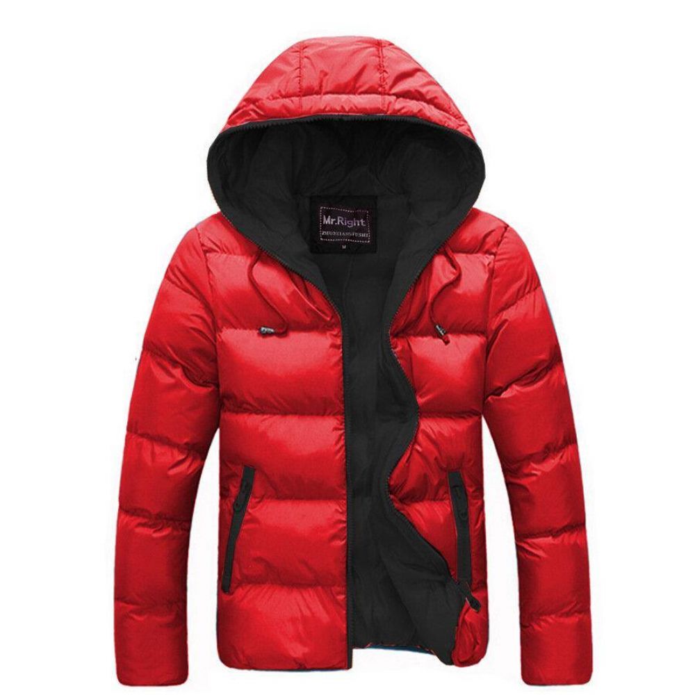 Herren Winter Thermal Contrast Color Outdoor Warme Gefütterte Kapuzenjacke