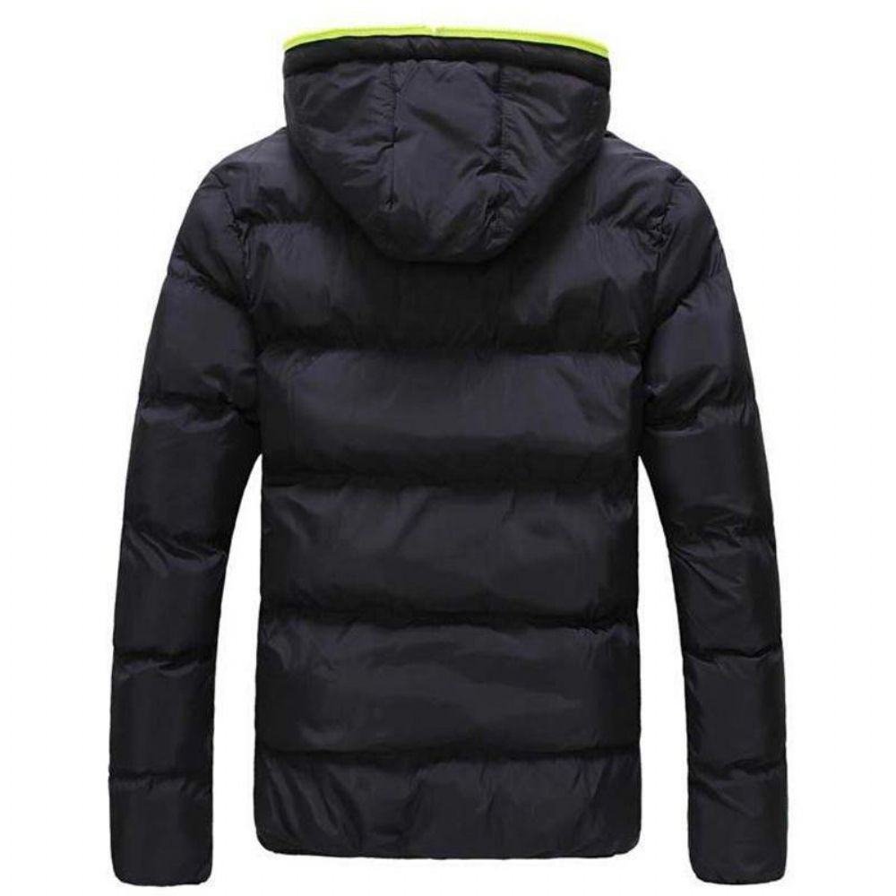 Herren Winter Thermal Contrast Color Outdoor Warme Gefütterte Kapuzenjacke