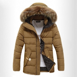 Winddichte Winterjacke Für Herren Mit Dicker Warmer Pelzkapuze