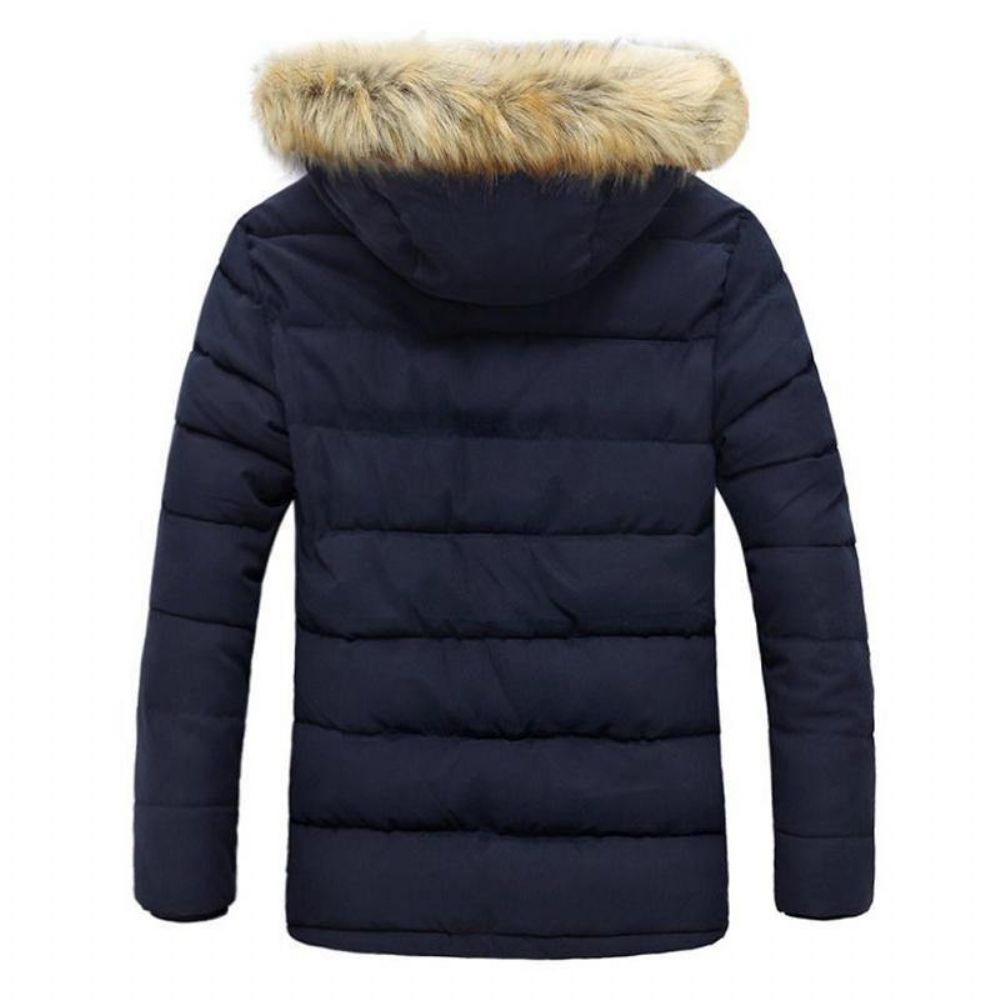 Winddichte Winterjacke Für Herren Mit Dicker Warmer Pelzkapuze