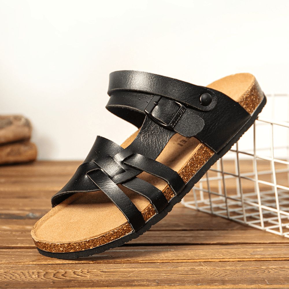 Atmungsaktive Zwei-Wege-Slip-On-Rutschfeste Korkboden-Sandalen Für Herren