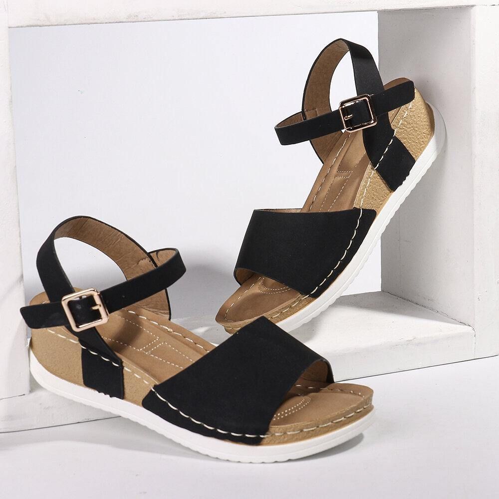 Bequeme Damen-Sandalen Mit Offener Zehenpartie Und Rocker-Sohle