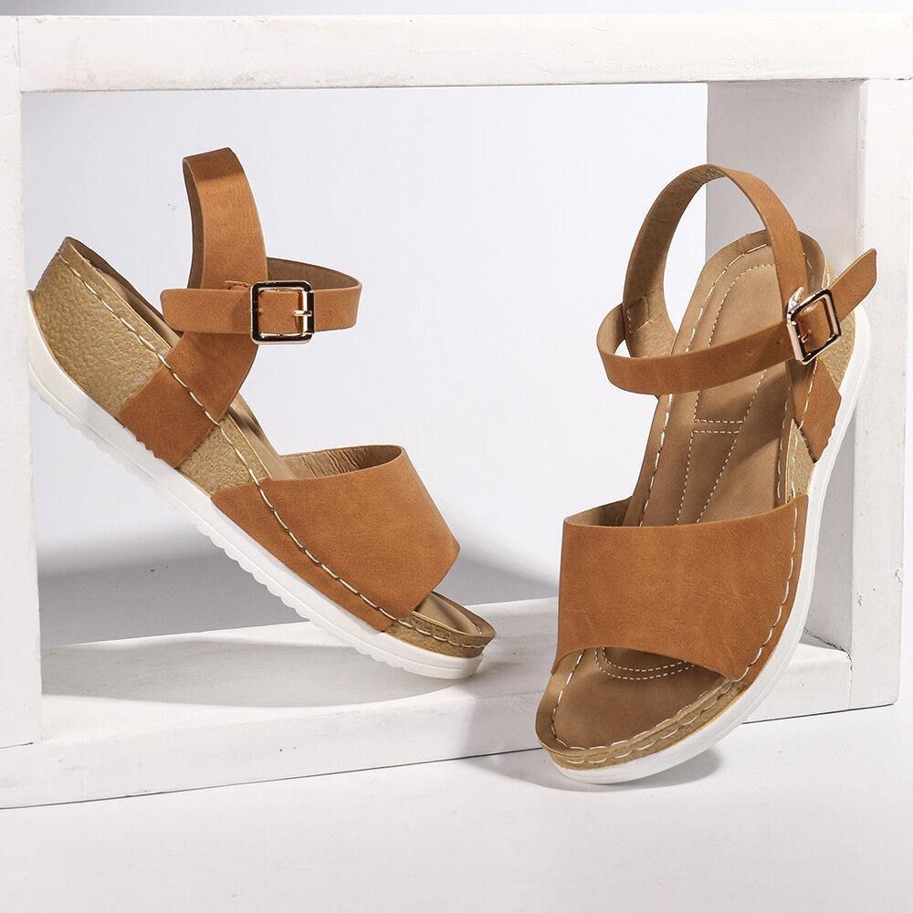 Bequeme Damen-Sandalen Mit Offener Zehenpartie Und Rocker-Sohle