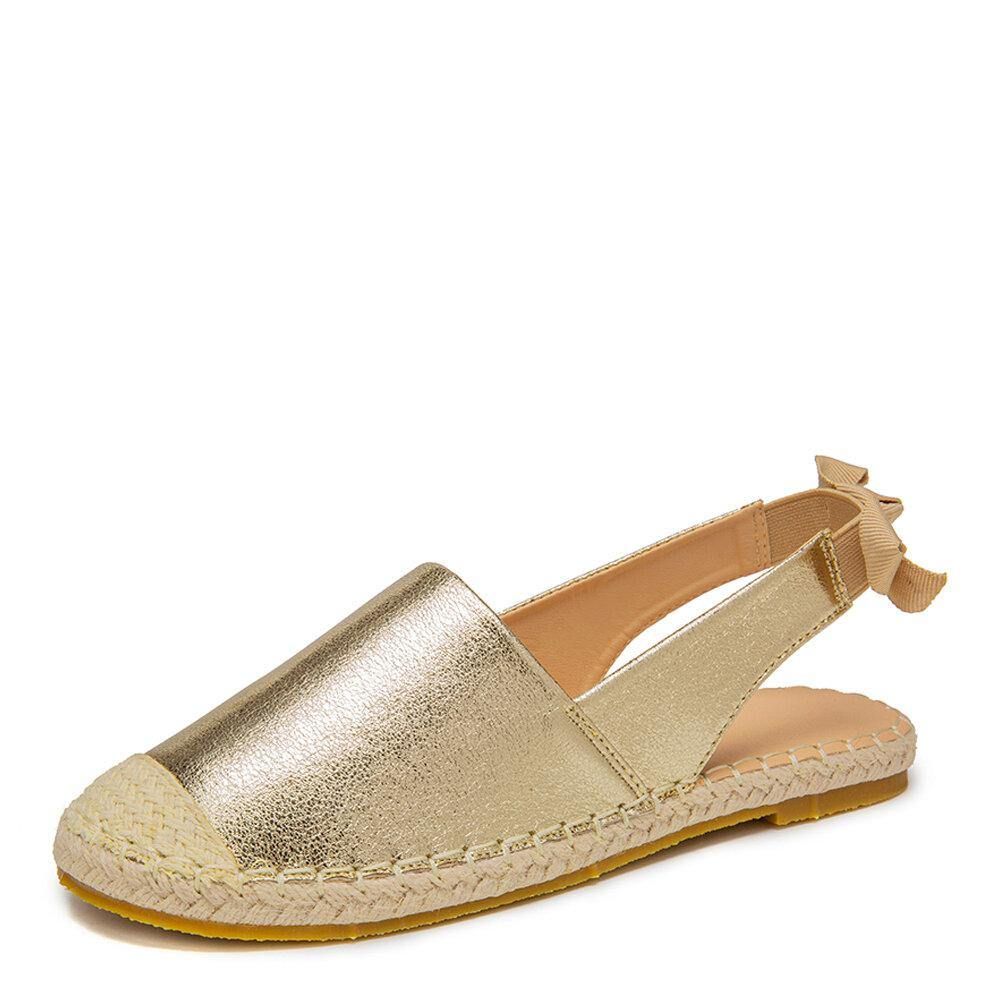 Damen Casual Closed Toe Metallic Bequeme Espadrilles Flache Sandalen