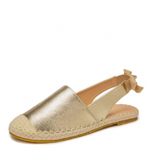 Damen Casual Closed Toe Metallic Bequeme Espadrilles Flache Sandalen