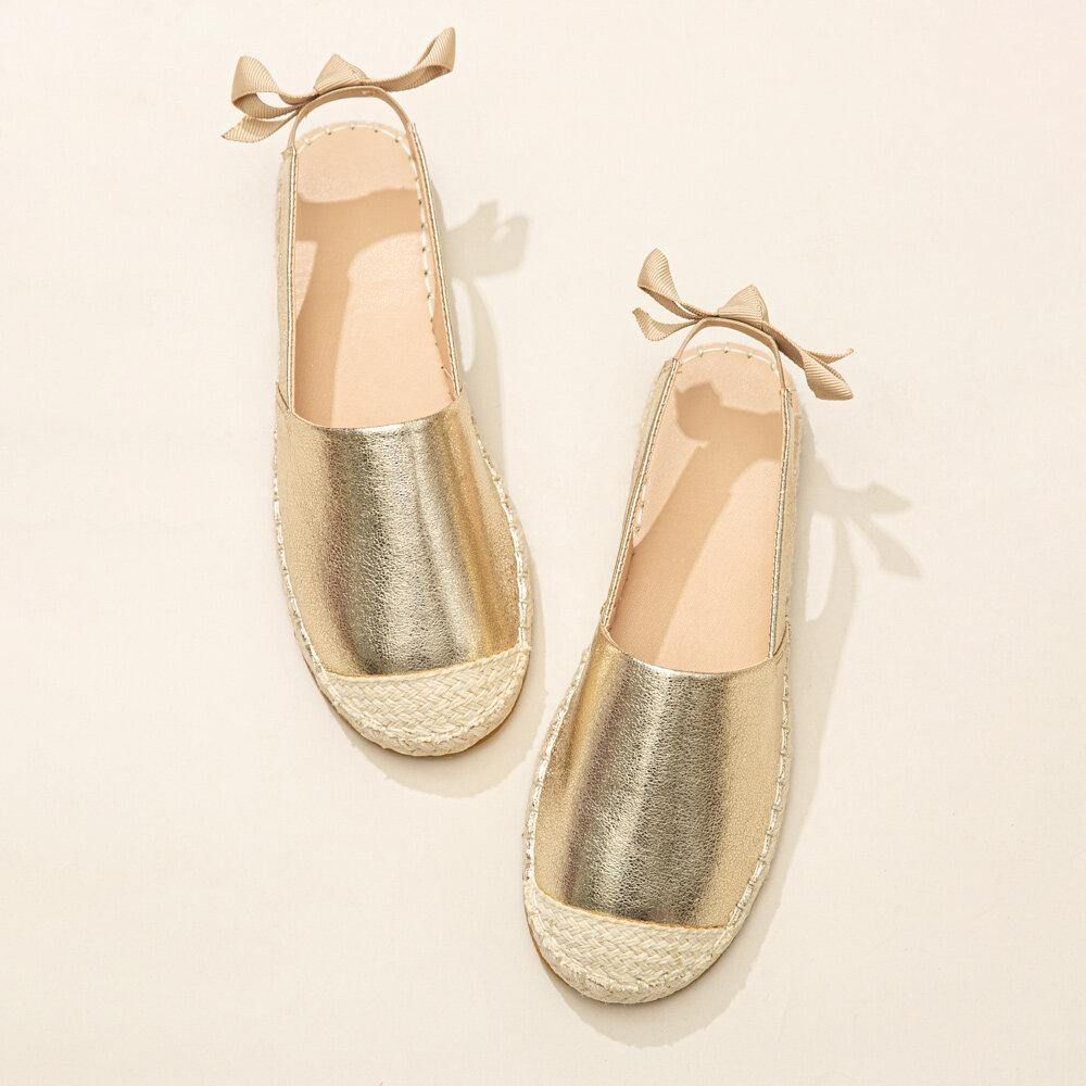 Damen Casual Closed Toe Metallic Bequeme Espadrilles Flache Sandalen