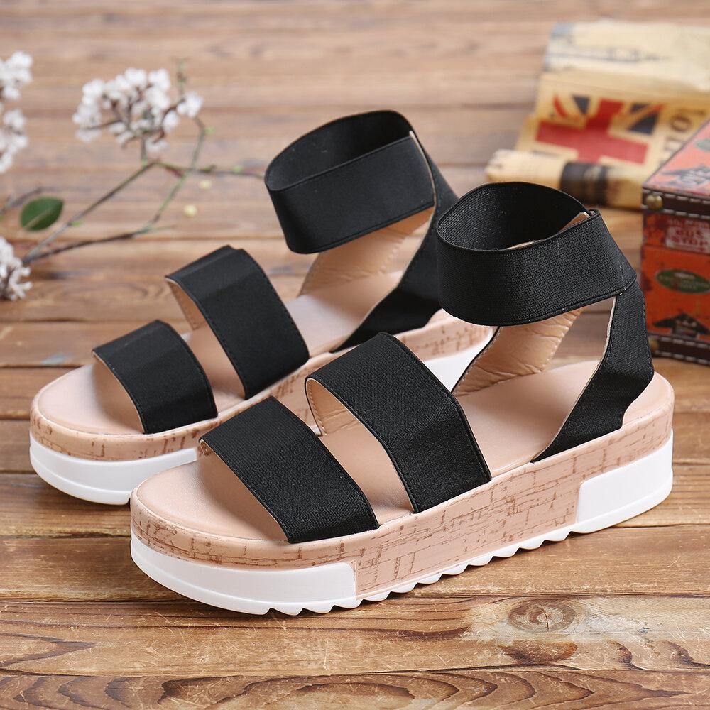 Einfarbige Plateau-Sandalen Für Damen