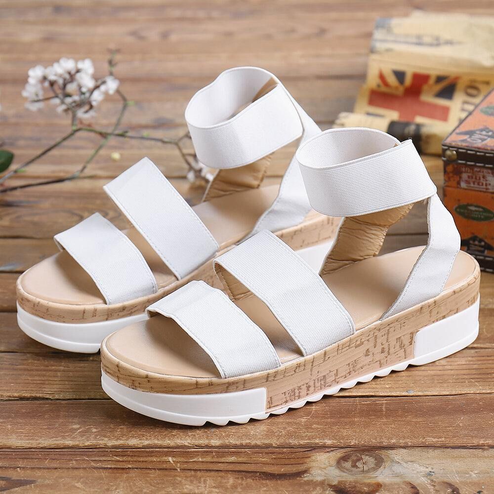 Einfarbige Plateau-Sandalen Für Damen