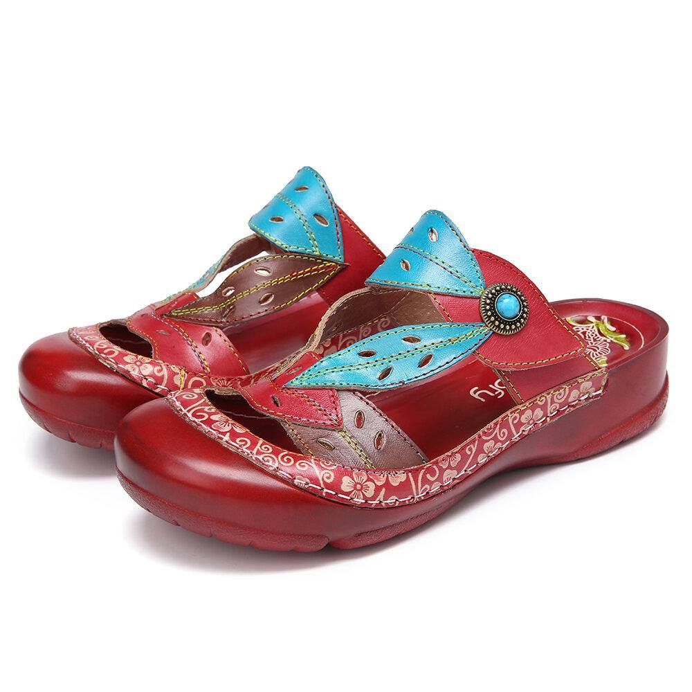 Handgemachte Lederperlen Mit Blumenausschnitt Und Verstellbarem Riemen Zum Hineinschlüpfen Pantoletten Clogs Sandalen