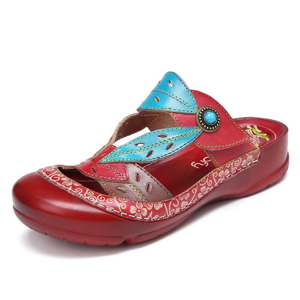 Handgemachte Lederperlen Mit Blumenausschnitt Und Verstellbarem Riemen Zum Hineinschlüpfen Pantoletten Clogs Sandalen