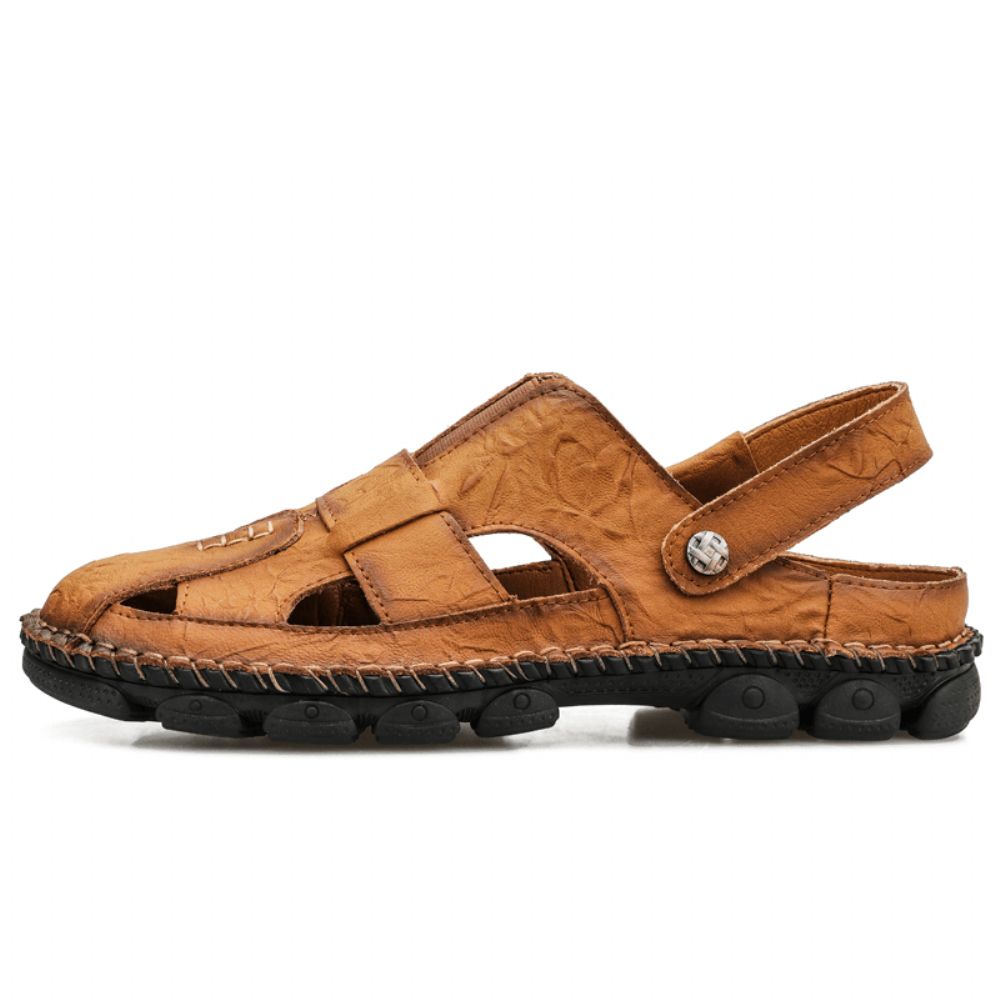 Herren-Handnähte Aus Rindsleder Rutschfeste Outdoor-Casual-Sandalen