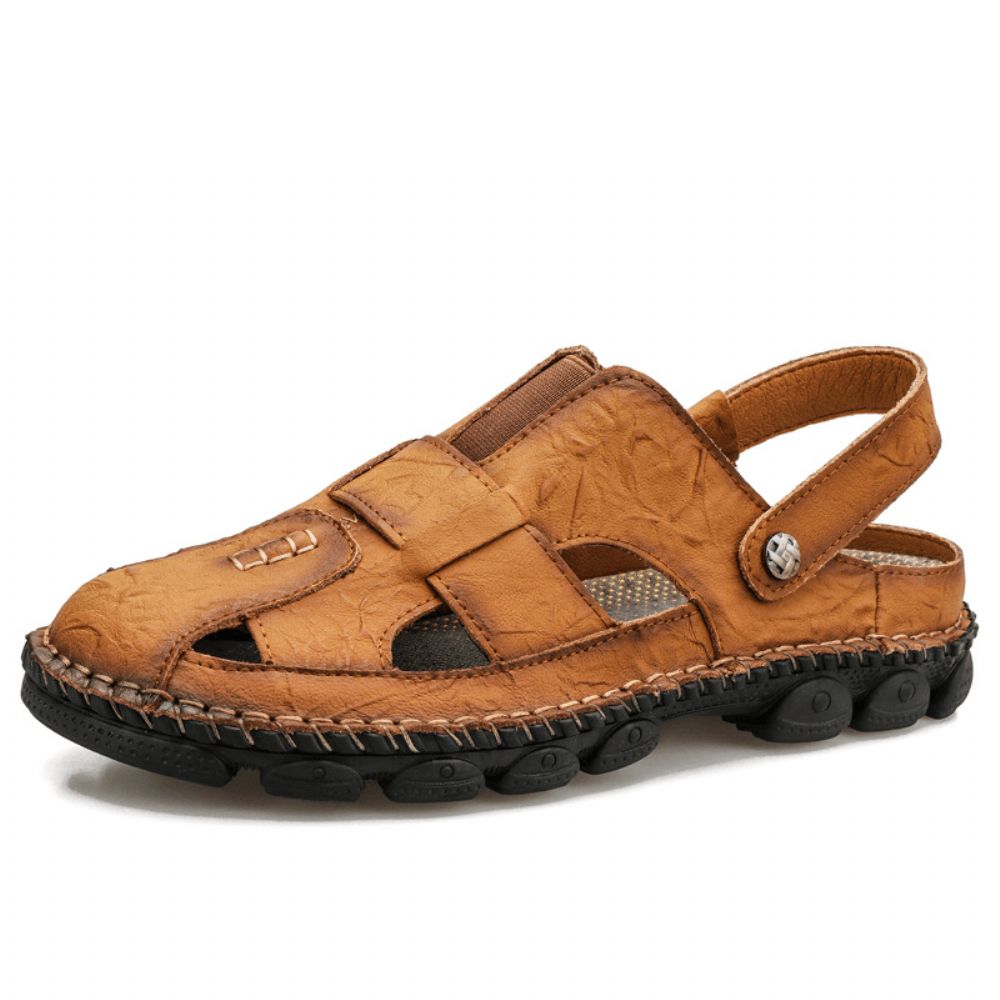 Herren-Handnähte Aus Rindsleder Rutschfeste Outdoor-Casual-Sandalen