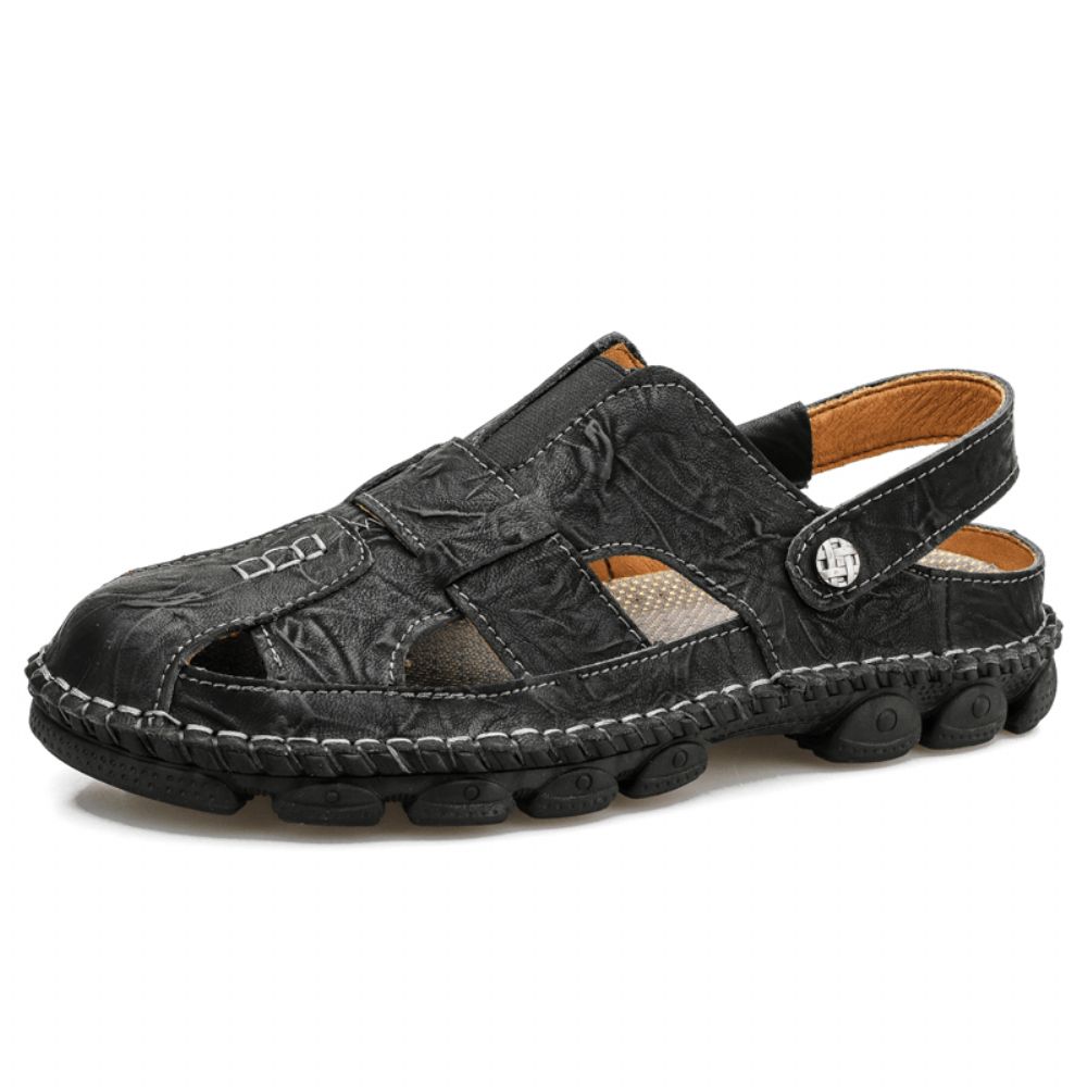 Herren-Handnähte Aus Rindsleder Rutschfeste Outdoor-Casual-Sandalen